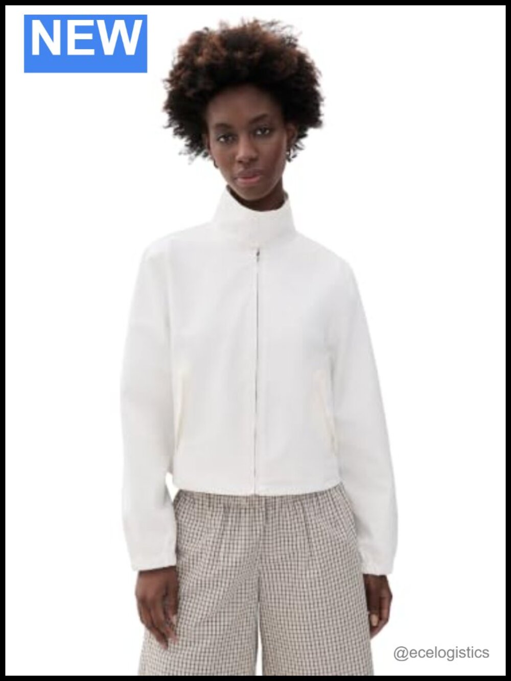 Lightweight Gabardine Twill Track Jacket with Funnel Neck